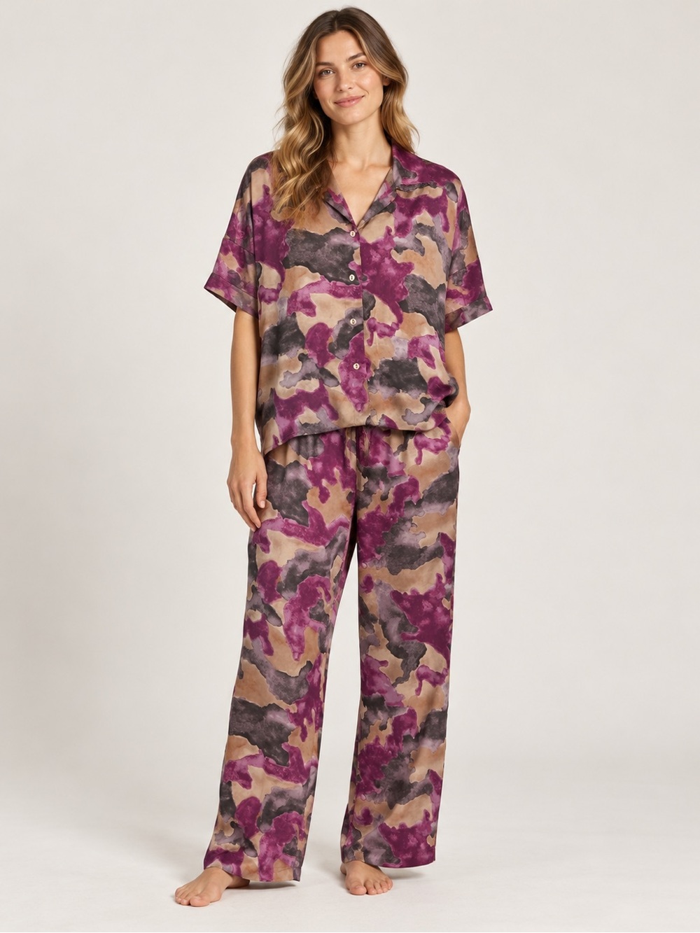 Midnight Bakery Satin Pajama Set Relaxed Fit